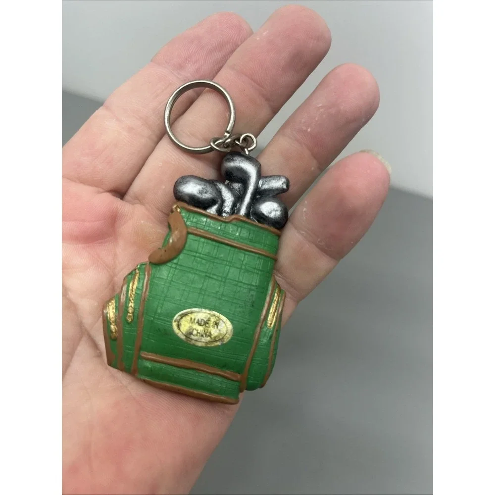 Golf Bag Clubs Ball Keyring Keychain Vintage